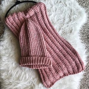 Plush Pink Scarf and Beanie Set